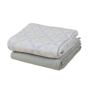 Lodger Swaddler Solid Matcha kokvilnas autiņš, Peppermint/Blue Fogg, 110x110 cm, 2gab. (SW 1110)