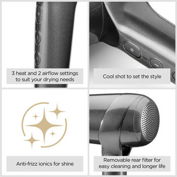 BaByliss Titanium Shine matu fēns, 1600 W, pelēks (D6200DE)