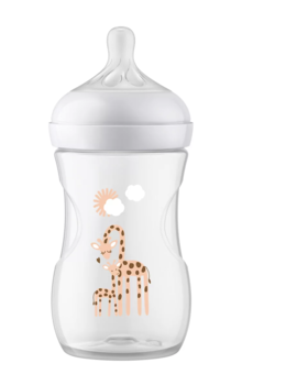 Philips Avent barošanas pudelīte Natural Response Giraffe 260 ml, vidējas plūsmas knupītis, 1m+ (SCY903/66)