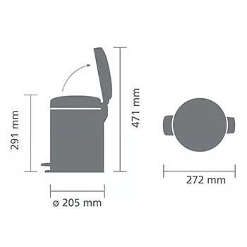 BRABANTIA atkritumu tvertne ar pedāli NewIcon, 5 l, Brilliant Steel (112621)