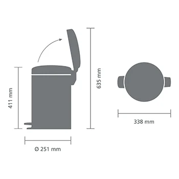 BRABANTIA atkritumu tvertne ar pedāli NewIcon, 12 l, Matt Steel (113604)