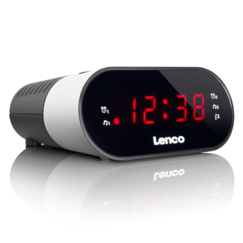Lenco radio pulkstenis, ar dubultā modinātāja funkciju, balts (CR-07 White)