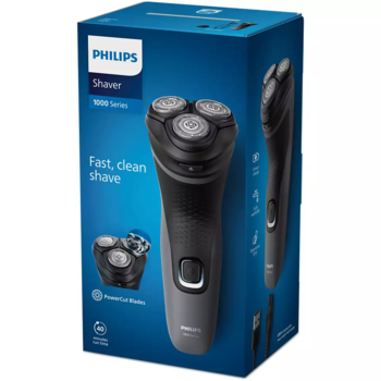 PHILIPS Shaver Series 1000 Elektriskais skuveklis sausai un mitrai skūšanai, pelēks (S1142/00)