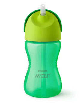Philips Avent Krūzīte ar elastīgu salmiņu, 300 ml, 12M+, zaļa (SCF798/01)