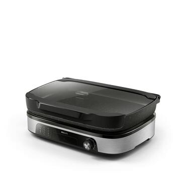 Philips elektriskais galda grils ar vāku, melns (HD6212/90)