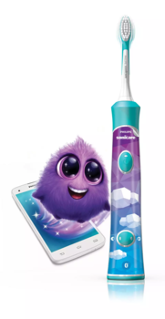 Sonicare zobu birste bērniem 3+ ar bluetooth un 8 maināmiem dizainiem, zils (HX6322/04)