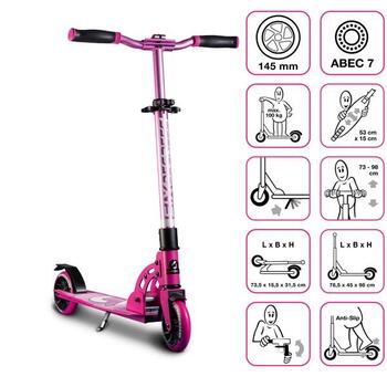Six Degrees Aluminium Scooter skrejritenis 145 mm, rozā (AU 584)