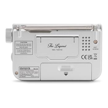 AIWA pārnēsājams analogais kabatas radio uztvērējs, AM/FM, pelēks (RS-55/SL)