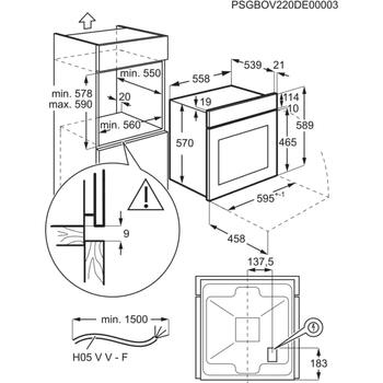 Electrolux cepeškrāsns, iebūv., 65l (EOF3H40BX)