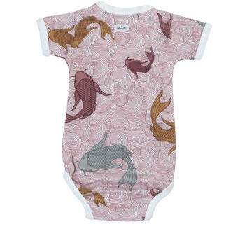 Lodger Romper Empire Fish kokvilnas bodijs ar īsām piedurknēm, Nocture, 68 cm (RF 077_68)