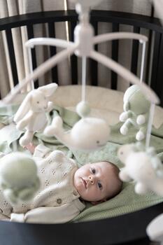 Baby's only muzikālais karuselis, dzīvnieki, 0+, Laurel green/ Warm linen (BO-815.023.062.50)