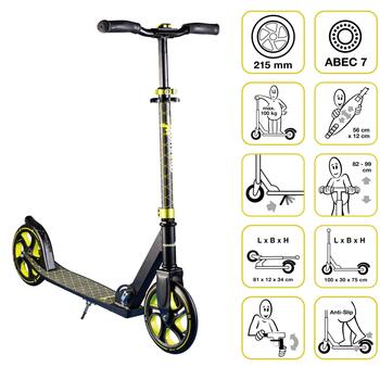 Muuwmi Aluminium Scooter PRO skrejritenis, 215 mm, lime (AU 471)