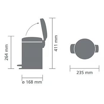 BRABANTIA atkritumu tvertne ar pedāli NewIcon, 3 l, Matt Steel (113222)