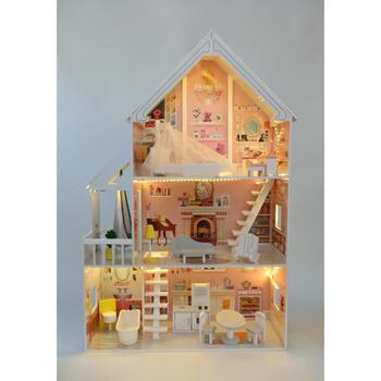 Gerardo's Toys koka leļļu māja ar LED apgaismojumu, Liselle (GT61187)