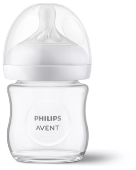 Philips Avent Natural Response stikla zīdaiņu pudelīte 125 ml, jaundzimušā knupītis, 0m+ (SCY930/01)