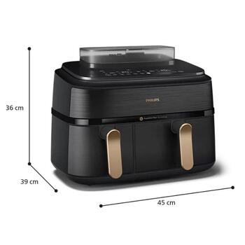 PHILIPS karstā gaisa katls ar diviem groziem un tvaika funkciju, 2750W, 9L (NA552/00)