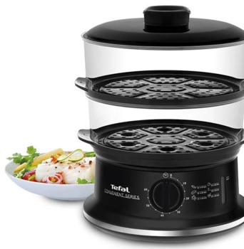TEFAL tvaicētājs Convenient, 2 līmeņi,6 l, melna/sudraba (VC1401)