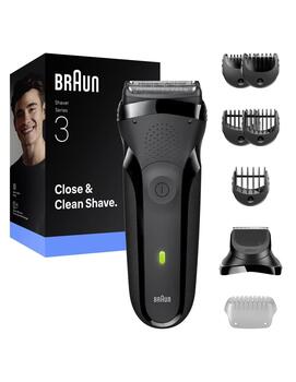 BRAUN Series 3 elektriskais skuveklis un bārdas trimmeris, melns (300BT)