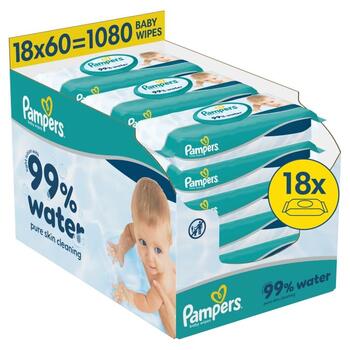 Pampers Aqua mitrās salvetes zīdaiņiem, 18 iepak., 1080 gab. (80871792)
