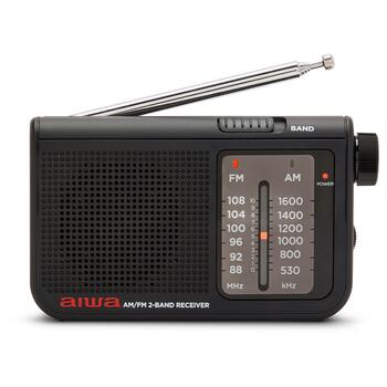 AIWA pārnēsājams analogais kabatas radio uztvērējs, AM/FM, melns (RS-55/BK)