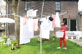 BRABANTIA rotējošs veļas žāvētājs, 50m, met.stipr+pārv+soma, Metallic Grey (100246)