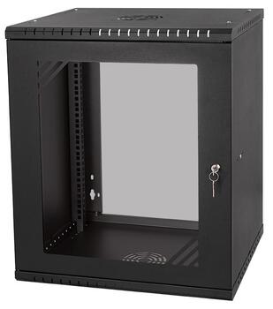 Komutācijas sienas skapis 19"- 12U - 600mm MELNS (010815)