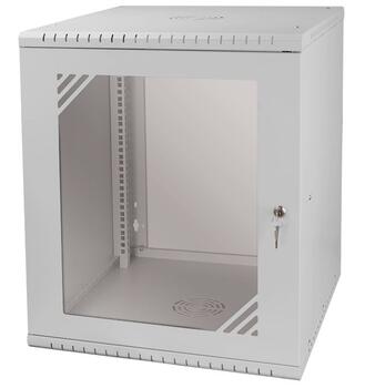 Komutācijas sienas skapis 19"- 12U - 600mm PELĒKS (010665)