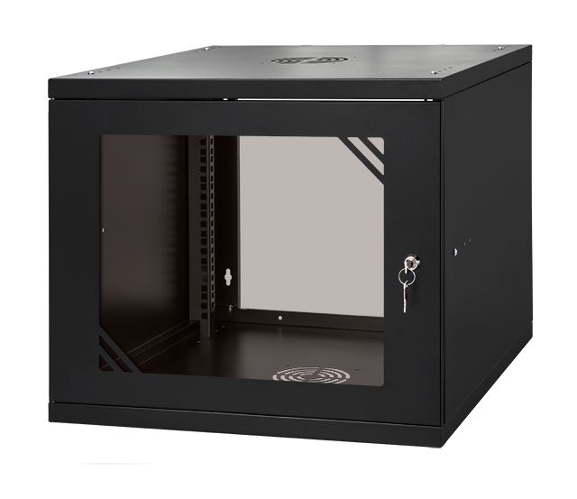Komutācijas sienas skapis 19"- 9U - 600mm MELNS (010663)
