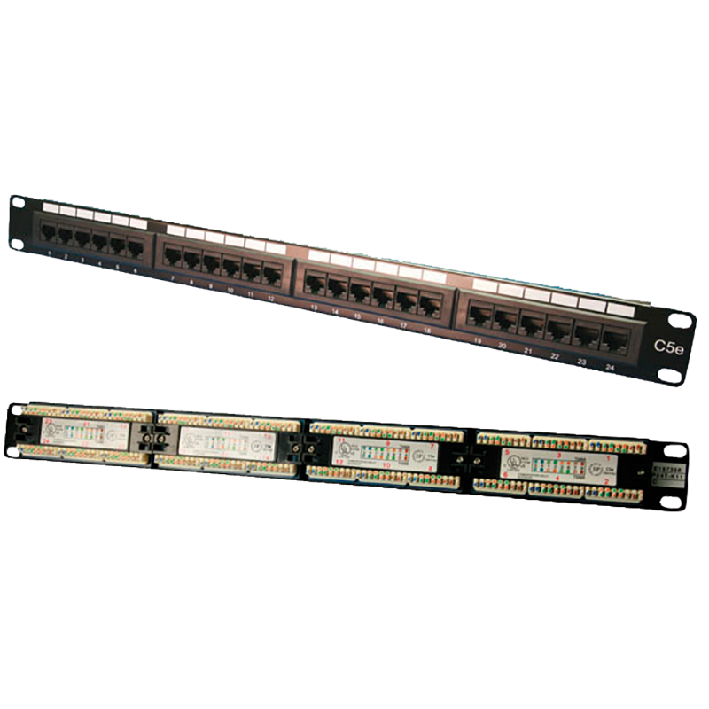Patch panelis 1U-19" - RJ45x24porti MELNS Cat.5e UTP (008967)