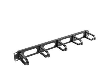 Rack 19" 1U kabeļu organizators 5 plastmasas gredzeni MELNS (009966)