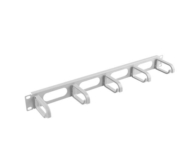 Rack 19" 1U kabeļu organizators 5 plastmasas gredzeni PELĒKS (010326)