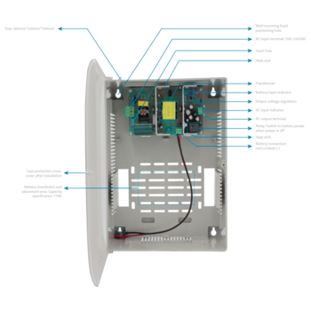 PD5A-17AH ~ 5A 12V DC UPS barošanas bloks ar vietu akumulatoram līdz 17A/h (012235)