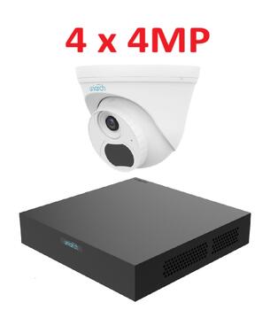 Uniarch 4MP комплект IP видеонаблюдения с PoE (NVR + 4 купольные камеры) / IR LED (012418)