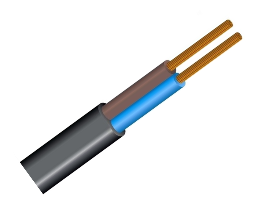 Elektrības kabelis melns 2x1.0 BVV-PLL (008103)