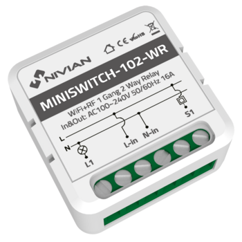 NVS-MINISWITCH-102-WR ~ Nivian WiFi умное реле 16A (Tuya APP) (012363)