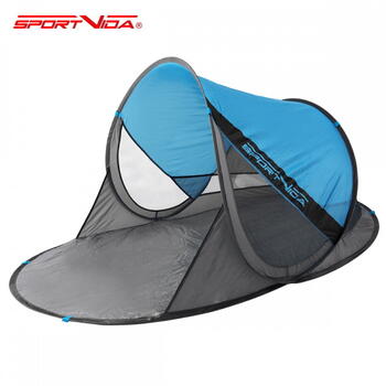 Sportvida Палатка для пляжа и кемпинга - Навес защищающий от солнца и ветра (1,9 м x 1,2 м) с сумкой Синий / Серый (SV-WS0031)