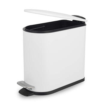 Beldray LA036690WHTPEU7 Slimline D-Shaped Pedal Bin 5-Litre, White