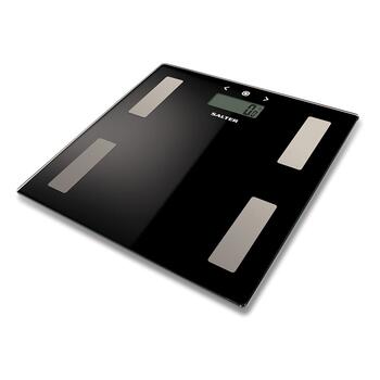 Salter 9150 BFEU12 Glass Analyser Bathroom Scales, Black
