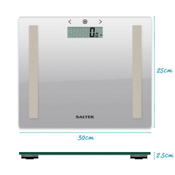 Salter 9113 SV3RAREU16 Compact Glass Analyser Bathroom Scales - Silver