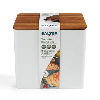 Salter BW128991W Toronto Bread Bin, White/Wooden