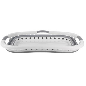 Beldray LA072979PGRYFEU7 Collapsible Hip Hugger Laundry Basket 37L, White/Grey