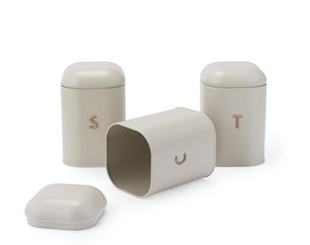 Salter BW13729OEU7 Pebble 3 Piece Canister Set Stone, Beige