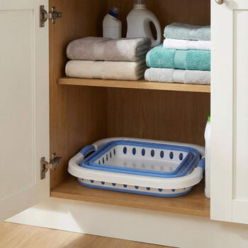Beldray LA00000152EU7 40L Collapsible Laundry Basket, White/Blue