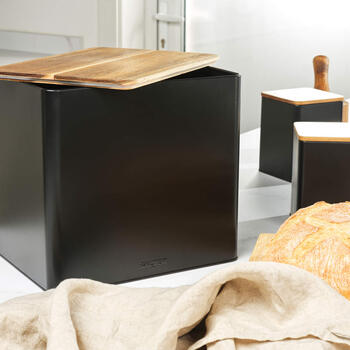 Salter BW128991 Toronto Bread Bin, Black/Wooden