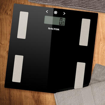 Salter 9150 BFEU12 Glass Analyser Bathroom Scales, Black