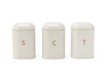 Salter BW13729OEU7 Pebble 3 Piece Canister Set Stone, Beige
