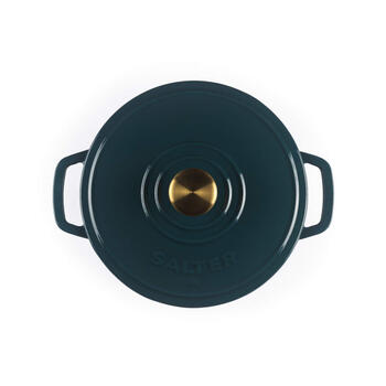 Salter BW13771GR Chester 3.4L Cast Iron Casserole Pot 24 cm, Green