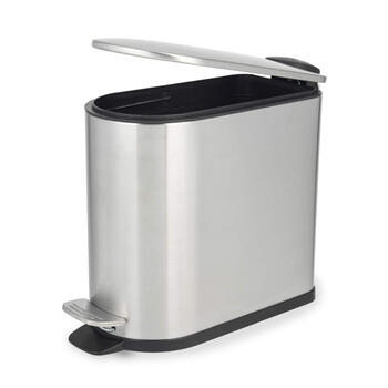 Beldray LA036683SSPEU7 Slimline D-Shaped Pedal Bin 5-Litre, Silver