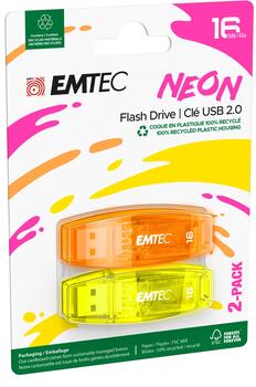 Emtec USB2.0 C410 16GB Neon 2 pcs