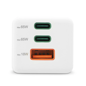 Hama 00201996 Fast Charger GaN, 2x USB-C, 1x USB-A, Mini Charger, PD, 65W, White